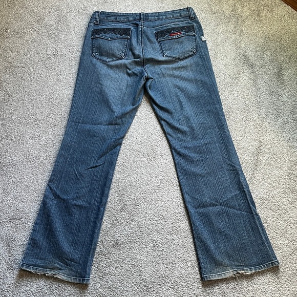 Sasson Boot Cut Boogie Flare Blue Jeans Ring My Bell Wash Womens 14 35x32 - Picture 7 of 10